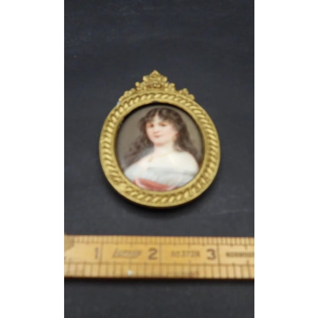 Ceramic 19th C Porcelain Miniature Portrait Young Woman W Dark Hair Signed Sherl For Sale - Image 7 of 12