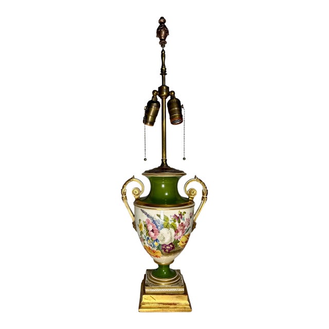 19th Century Old Paris Porcelain Urn Table Lamp. For Sale