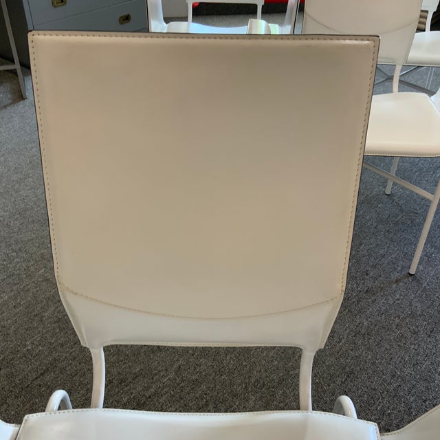 Animal Skin Matteo Grassi Dining Chairs Set of 6 in White Leather For Sale - Image 7 of 9