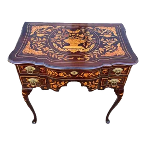 19th Century Dutch Serpentine Mahogany and Marquetry Inlaid Table