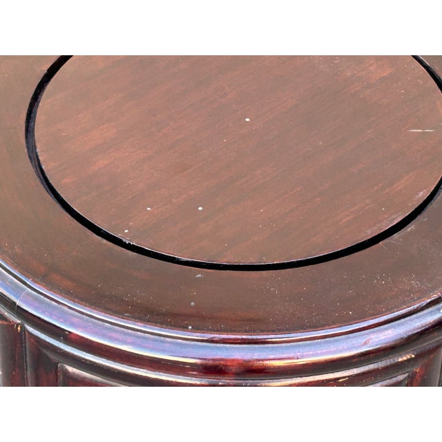 Wood Oriental Round Brown Twist Knot 5 Legs Plant Stand Pedestal Table For Sale - Image 7 of 7