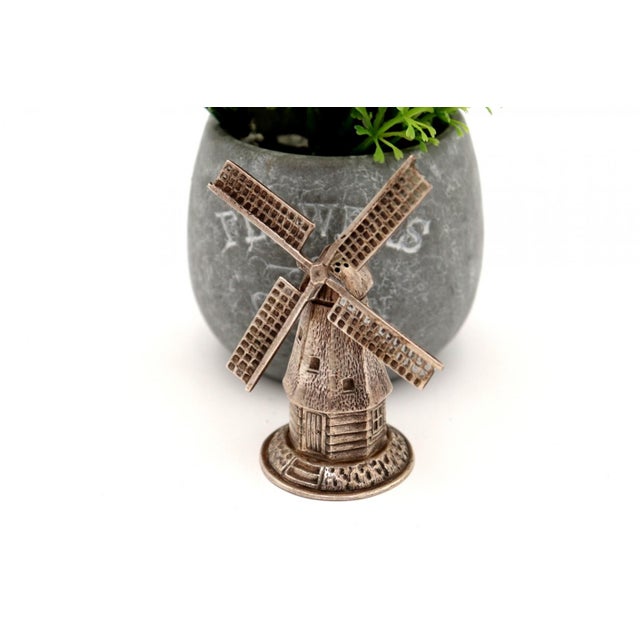 Silver Toothpick Holder in the Shape of a Mill with Reliefs For Sale - Image 4 of 5