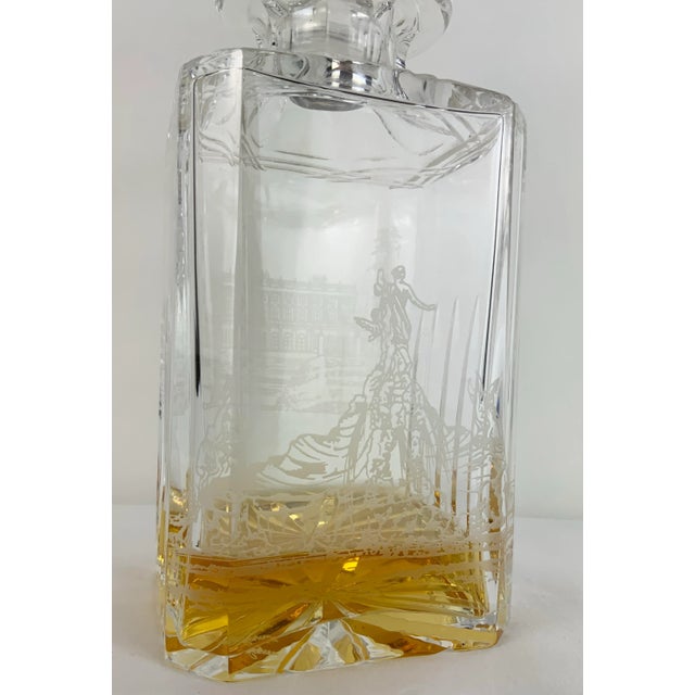 Glass Vintage Royal Brierley Crystal Decanter With English Castle Motif For Sale - Image 7 of 12