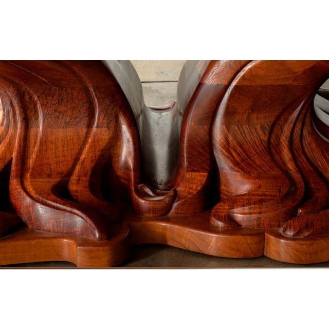 Custom Furniture Builders Neo-Art Nouveau Dining Table in Mesquite by Arroyo Design For Sale - Image 4 of 10