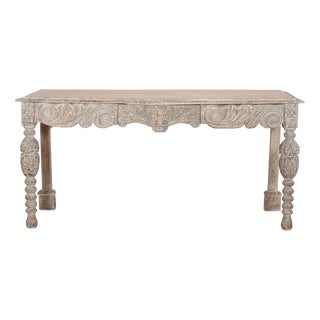English Carved and Bleached Console Table, 1890s For Sale
