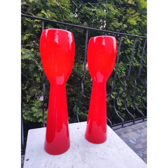 Vintage Vase in Red Glass, 1970s For Sale - Image 6 of 8