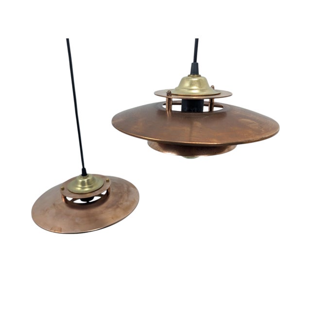Metal Copper Pendant Lamps, 1970s, Set of 2 For Sale - Image 7 of 11