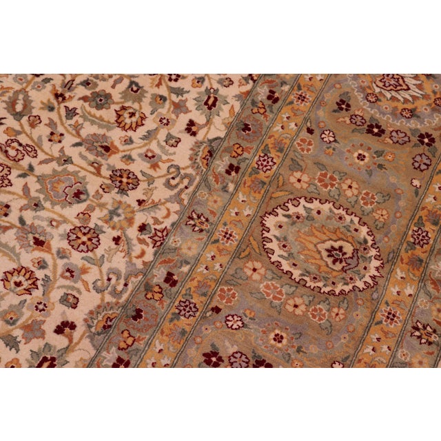 1990s Traditional 1990's Floral Pak-Persian Ivory/Green Wool Rug - 7'11'' X 10'1'' For Sale - Image 5 of 9