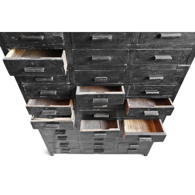 Farmhouse Antique Black Drawer Shop Cabinet For Sale - Image 3 of 6