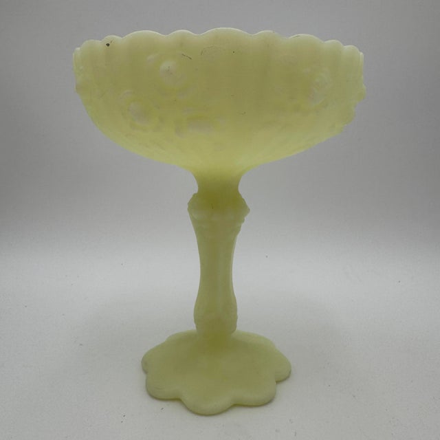 Vintage Fenton Rose Compote in Custard Yellow 7.75" Circa 1972-1980 No chips or cracks. Some black rub marks that could...