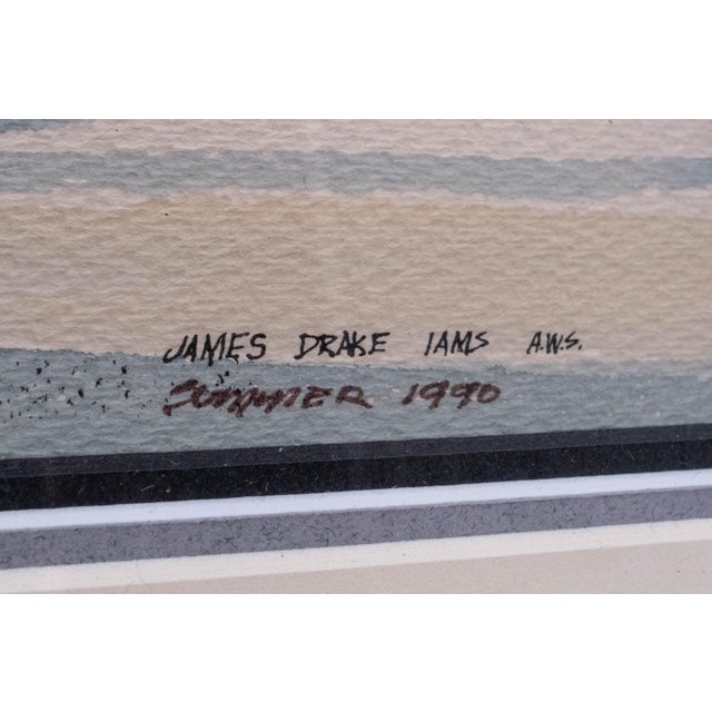 1980s Lighthouse Ocean Nautical Watercolor Painting Signed James Drake Iams For Sale - Image 5 of 8