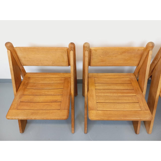 Vintage Brutalist Chairs in Oak, 1960s, Set of 4 For Sale - Image 4 of 18
