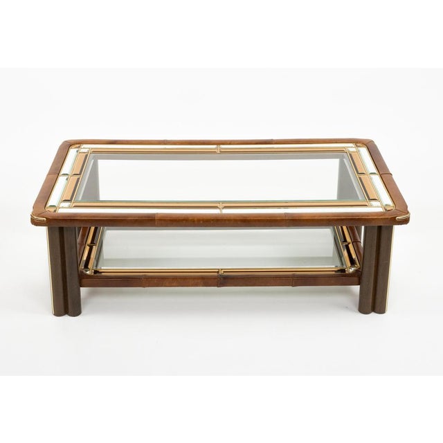 Mid-Century Modern Rectangular Coffee Table in Leather and Glass, 1970s For Sale - Image 10 of 18