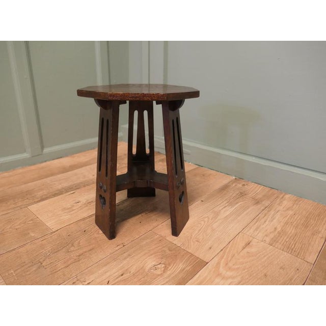 Wood Arts and Crafts Octagonal Oak Plant Stand, 1880 For Sale - Image 7 of 8