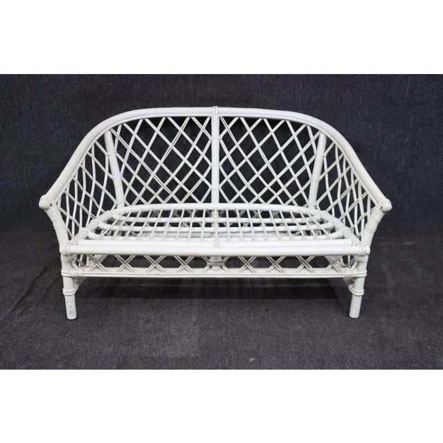 White Mid Century Wicker Settee For Sale - Image 8 of 8