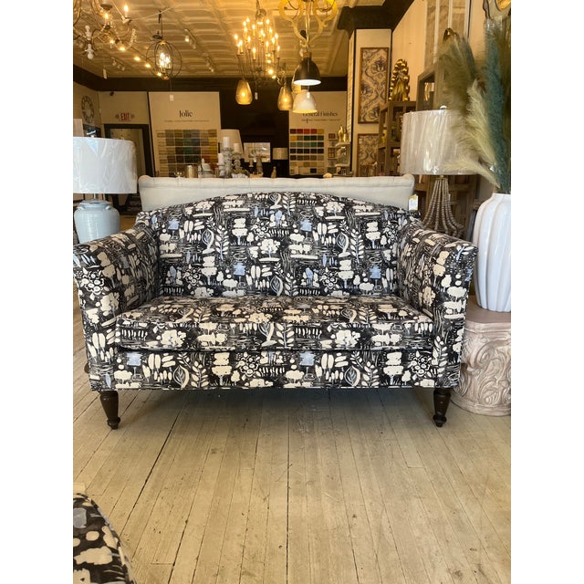Contemporary Reupholstered Settee With Designer Fabric Chairish