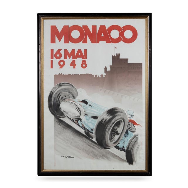 Vintage 20th Century Framed 1948 Monaco Grand Prix Poster from Geo Matt, 1985 For Sale - Image 16 of 16
