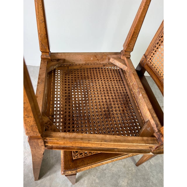 Antique Italian Louis XVI - Style Wood and Cane Accent Chairs - a Pair For Sale - Image 9 of 12