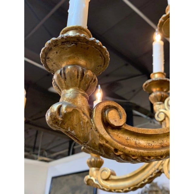 Late 19th Century 19th Century Italian Carved and Giltwood 12-Light Chandelier For Sale - Image 5 of 8