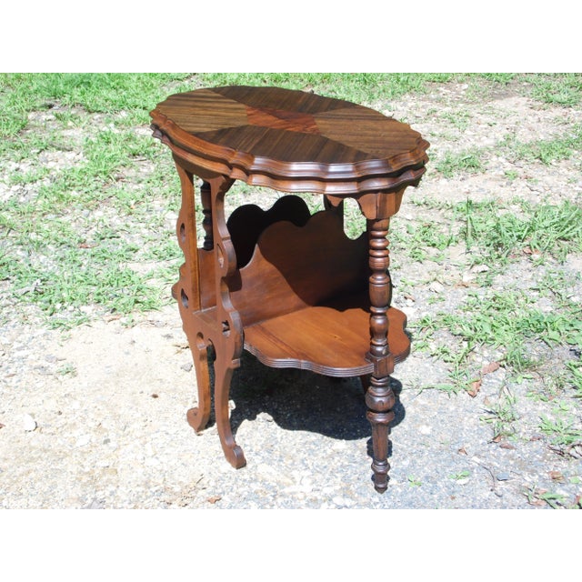 Vintage Art Deco Art Nouveau Walnut Occasional Table Entry Stand For Sale - Image 4 of 12