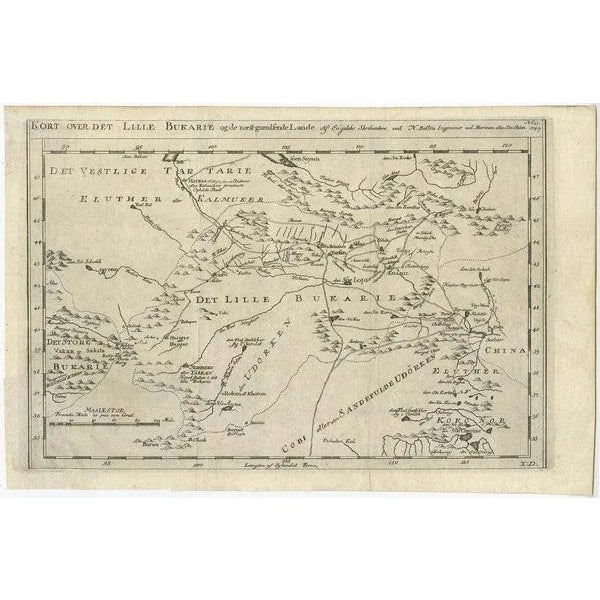 Antique map titled 'Kort over det Lille Bukarie og de naest graensende Lande. af Engelske Skribentere ved N. Bellin...