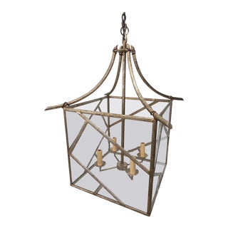 Faux Bois Brass Twig Pagoda Chandelier in the Les Lananne Style For Sale