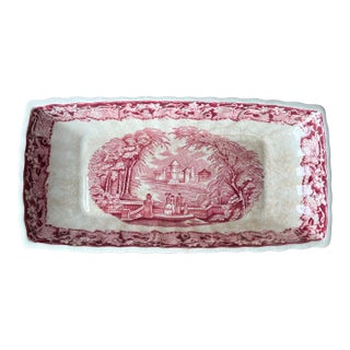 Mason's Pink Vista Pattern Ironstone Collection Antique and Vintage Relish, Rectangular Tray or Celery Tray For Sale