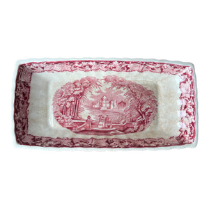 Mason's Pink Vista Pattern Ironstone Collection Antique and Vintage Relish, Rectangular Tray or Celery Tray