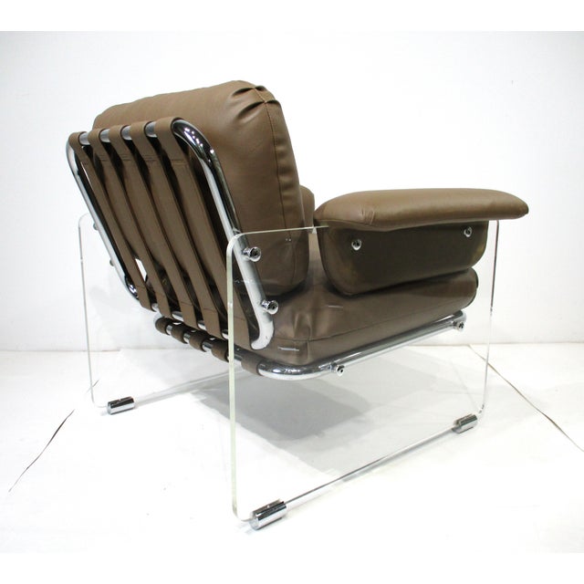 1980s Pace Argenta Upholstered and Lucite Lounge Chairs for Pace Collection For Sale - Image 5 of 17