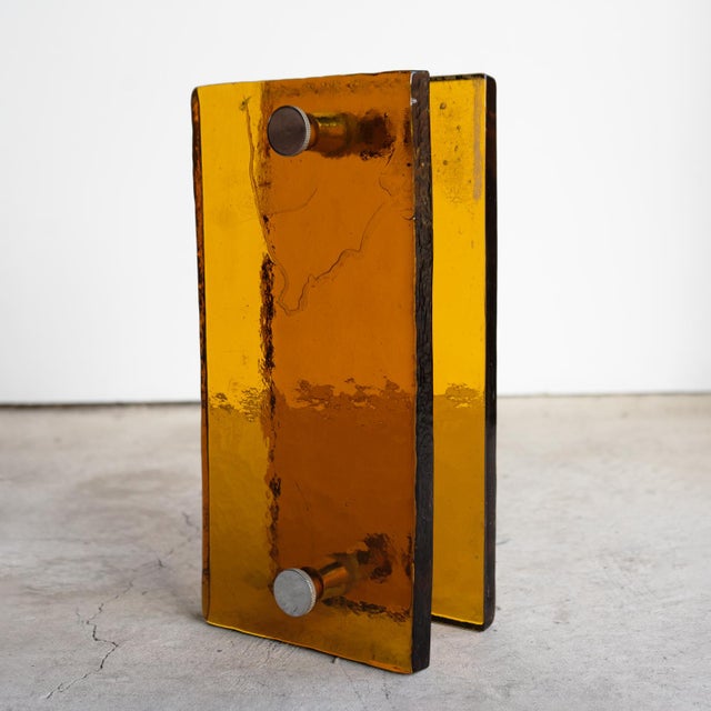 Vintage French Brutalist Amber Glass Push/Pull Door Handles, 1960s For Sale - Image 12 of 18