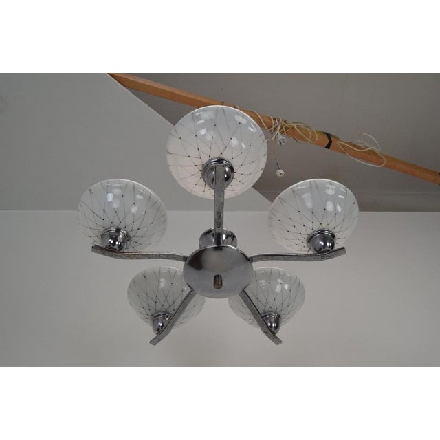 Metal Mid-Century Chandelier attributed to Company Drukov, 1960s For Sale - Image 7 of 17
