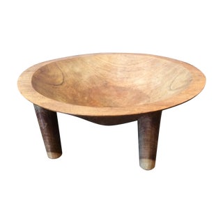 Vintage Primitive Footed Wood Bowl For Sale