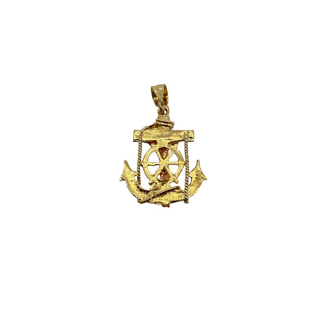 Religious 14k Yellow & Rose Gold Religious Anchor Pendant – Christ on Cross – Post 1980 For Sale - Image 3 of 3