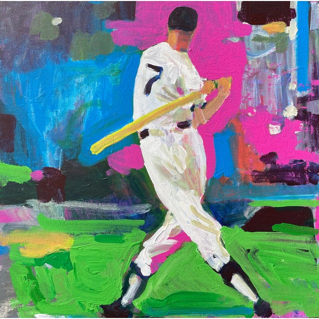 Contemporary Expressionist Figurative Sport Painting of a Baseball Player For Sale