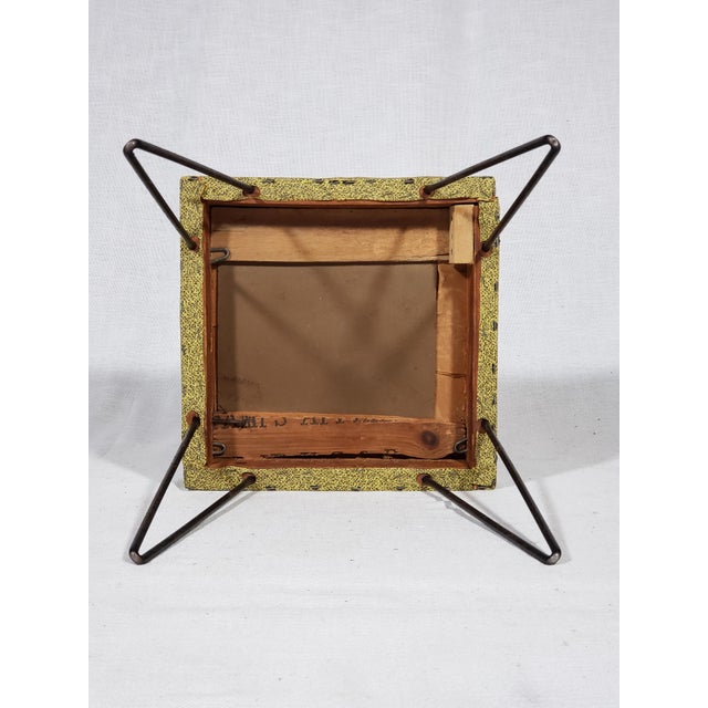 1950s Mid-Century Modern Vintage Original Hairpin Leg Vinyl Stool For Sale - Image 5 of 5