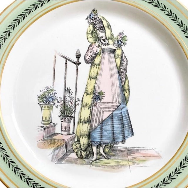 Set of six vintage Italian faience plates made by Mottahedeh as a faithful reproduction of classic early 19th-century...