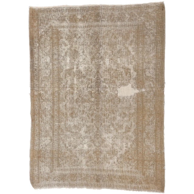 Mid 20th Century Distressed Faded Vintage Persian Rug, 03'03 X 04'05 For Sale - Image 10 of 10