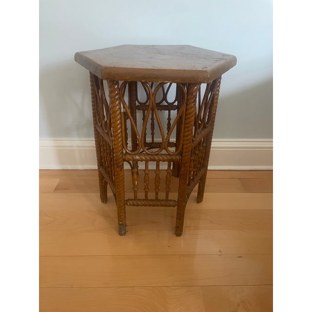 Barley Twist Wood and Wicker Table For Sale - Image 11 of 11