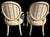 Celadon Pair of French Louis XVI Style Painted Celadon and Cream Oval Back Fauteuil Armchairs With Floral Stripe Upholstery, Mid 20th Century For Sale - Image 8 of 10