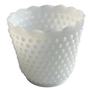 1960s Hobnail Milk Glass Vase by Fire King For Sale