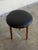 Mid-Century Modern Teak Round Tripod Footstool Ottoman With Black Upholstery Danish Mid-Century Modern 1960s For Sale - Image 3 of 8