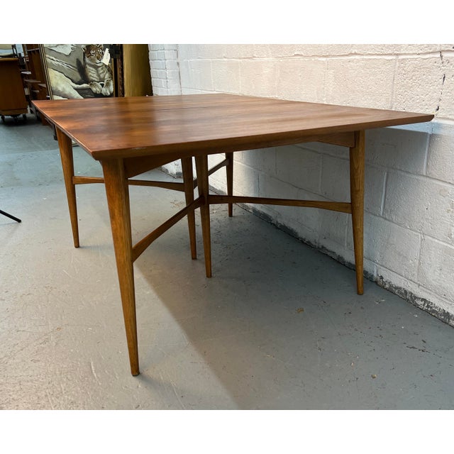Mid 20th Century Tapered Walnut Expanding Leaf Table For Sale In New York - Image 6 of 13