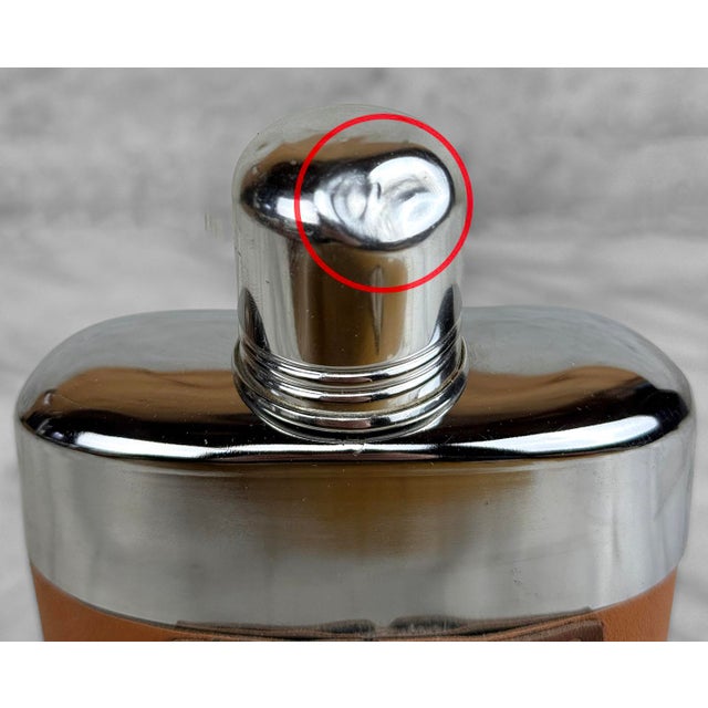 Brown Vintage Traditional Leather & Glass Horse Bit Liquor Flask For Sale - Image 8 of 10