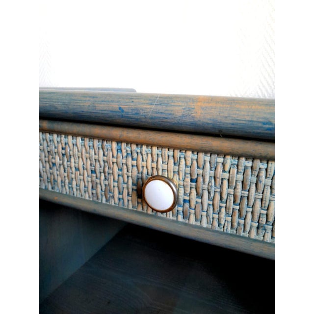 Vintage Rattan Bedside Tables in the the style of Maugrion, 1980s, Set of 2 For Sale - Image 6 of 11