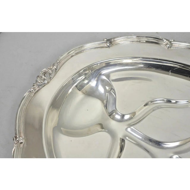 Mid 20th Century Vintage Amston Victorian Silver Plated Meat Cutlery Oval Serving Platter Tray For Sale - Image 5 of 11