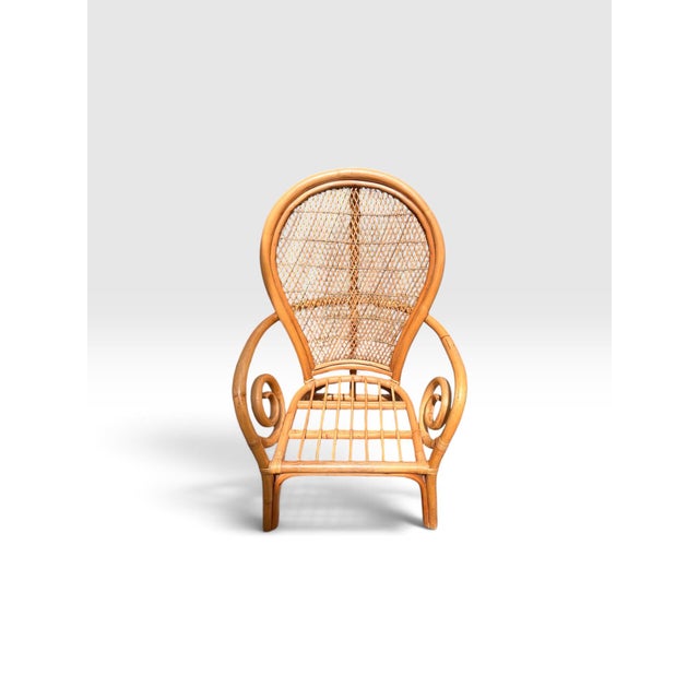 Ecru Vintage Palm Beach Bent Rattan & Bamboo Dining Set With Glass Top & 4 Armchairs For Sale - Image 8 of 12