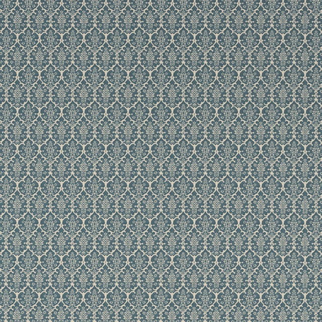 Sample - Schumacher Burley Wallpaper in Peacock Blue For Sale