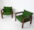 Mid-Century Modern Pair of Armchairs, Green Fabric and Wood, Italy, 1960s