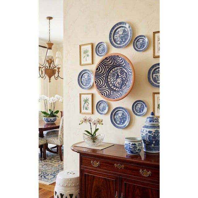 Vintage Hand-Painted Spanish Terracotta Bowl – Cobalt Blue Bird & Floral Motif For Sale - Image 12 of 12