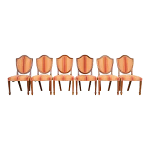 Baker Furniture Historic Charleston Federal Mahogany Shield Back Dining Chairs, Set of Six